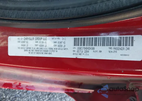 2011 Dodge Avenger Mainstreet z USA, uszkodzony, nr VIN 1B3BD1FBXBN554388